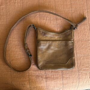 Brown leather Frye crossbody bag
